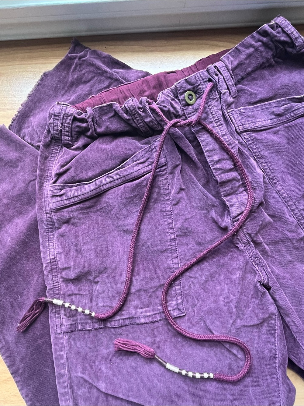 Free People purple drawstring corduroy pants